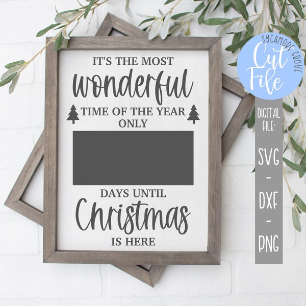 Christmas Countdown svg, Most Wonderful Time Of The Year svg, Modern Farmhouse svg, Silhouette Design, Cricut File,  DIGITAL CUT FILE