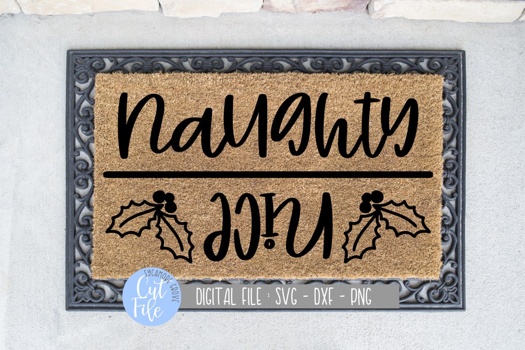 Naughty Nice Reversible Doormat Svg, Funny Christmas Mat Svg