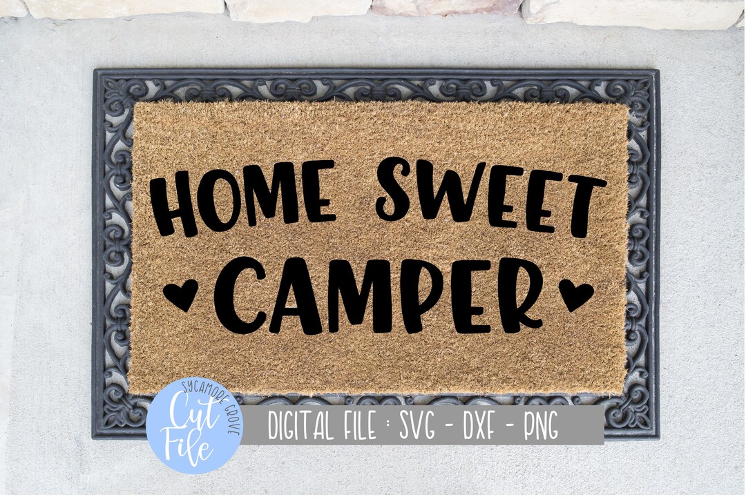 Home Sweet Camper Svg, Summer Doormat Svg, Campsite Vacation Welcome
