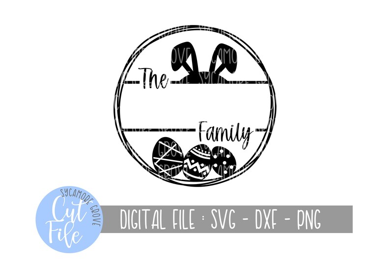 Family Name Easter Bunny and Eggs svg, Customizable Round svg, Modern Farmhouse svg, Spring svg, Silhouette, Cricut, DIGITAL CUT FILE image 3