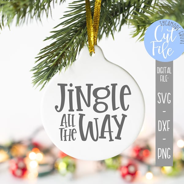 Jingle All The Way svg, Round Bauble, Christmas Ornament svg, Christmas Pillow svg, Modern Holiday svg, Silhouette, Cricut, DIGITAL CUT FILE