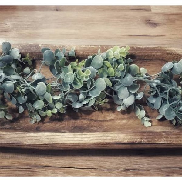 Farmhouse Eucalyptus Salt Dough Garland | Farmhouse Greenery| Eucalyptus Garland | 3 tier tray Garland | Garland | salt dough decor |