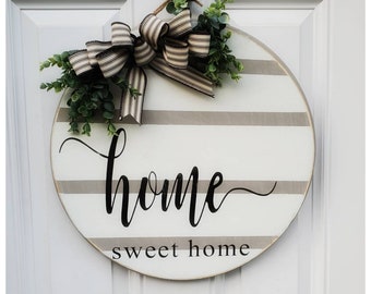 Wooden Home Sweet Home Door Hanger| Rustic Welcome Sign | Farmhouse Welcome Sign | front door Sign | Farmhouse | welcome sign front door