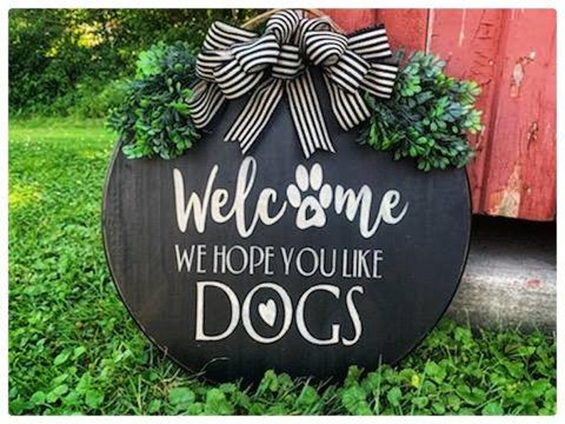 Download Wooden We hope you like dogs door Hanger Welcome Sign | Etsy