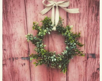 MINI Boxwood Wreath| Boxwood Country Cottage Wreath | Wall Hanging| Small Wreath | Custom made home decor Wreath | Boxwood Farmhouse