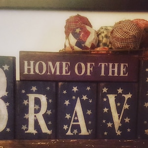 6pc.Home of the Brave |Wooden Block Set/Americana Decor/Americana/Primitive Decor/rustic Decor/Home decor/America/Americana Home Decor