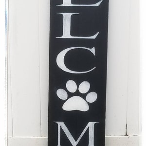 WELCOME paw print Sign for Porch | Rustic Welcome Sign | porch Welcome Sign |  Welcome porch  Sign | pet sign| pet decor| Large Welcome