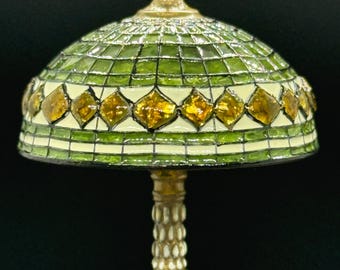 Dollhouse Miniature Tiffany Style Table Lamp, 1/12 Scale Miniature Lighting, Stained Glass