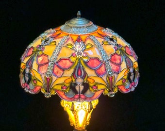 Dollhouse Miniature Tiffany Style Stained Glass Lamp, 1/12 Scale Miniature Lighting Custom Order