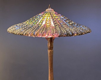 Custom Order for Dollhouse Miniature Tiffany Style Stained Glass Lotus Lamp, 1/12 Scale Miniature Lighting