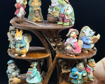 Hand Painted Anthropomorphic Animal Figurines, Woodland Miniatures in 1:12 Scale, Collectible Dollhouse Animals, Set of 3, 6, or 12