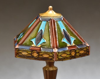 Custom Order Dollhouse Miniature Tiffany Style Stained Glass Lamp, 1/12 Scale Miniature Lighting