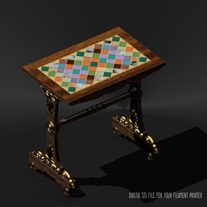 Digital STL Dollhouse Miniature End Table Furniture for 3D Printing in 1:12 Scale