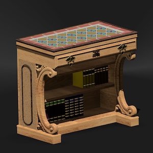 Digital STL Dollhouse Miniature Bookcase Console Furniture for 3D Printing in 1:12 Scale