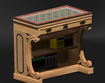 Digital STL Dollhouse Miniature Bookcase Console Furniture for 3D Printing in 1:12 Scale
