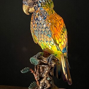 Unpainted Dollhouse Miniature Table Lamp Tiffany Style Macaw Stained Glass Lamp, 1/12 Scale Miniature Lighting Custom Order DIY image 5