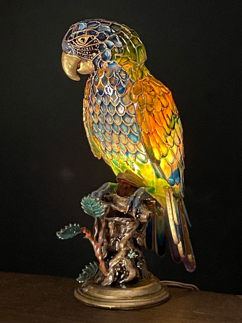 Unpainted Dollhouse Miniature Table Lamp Tiffany Style Macaw Stained Glass Lamp, 1/12 Scale Miniature Lighting Custom Order DIY image 5