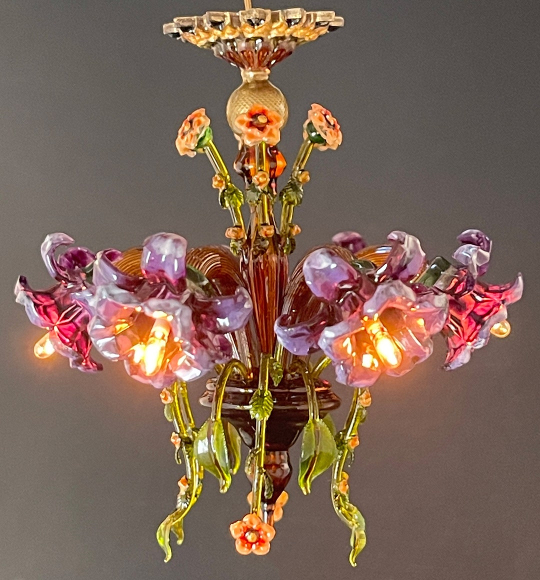 Dollhouse Miniature Chandelier, Chandelier, Murano Style, 1/12 Scale Miniature Lighting
