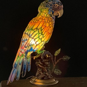 Unpainted Dollhouse Miniature Table Lamp Tiffany Style Macaw Stained Glass Lamp, 1/12 Scale Miniature Lighting Custom Order DIY image 9