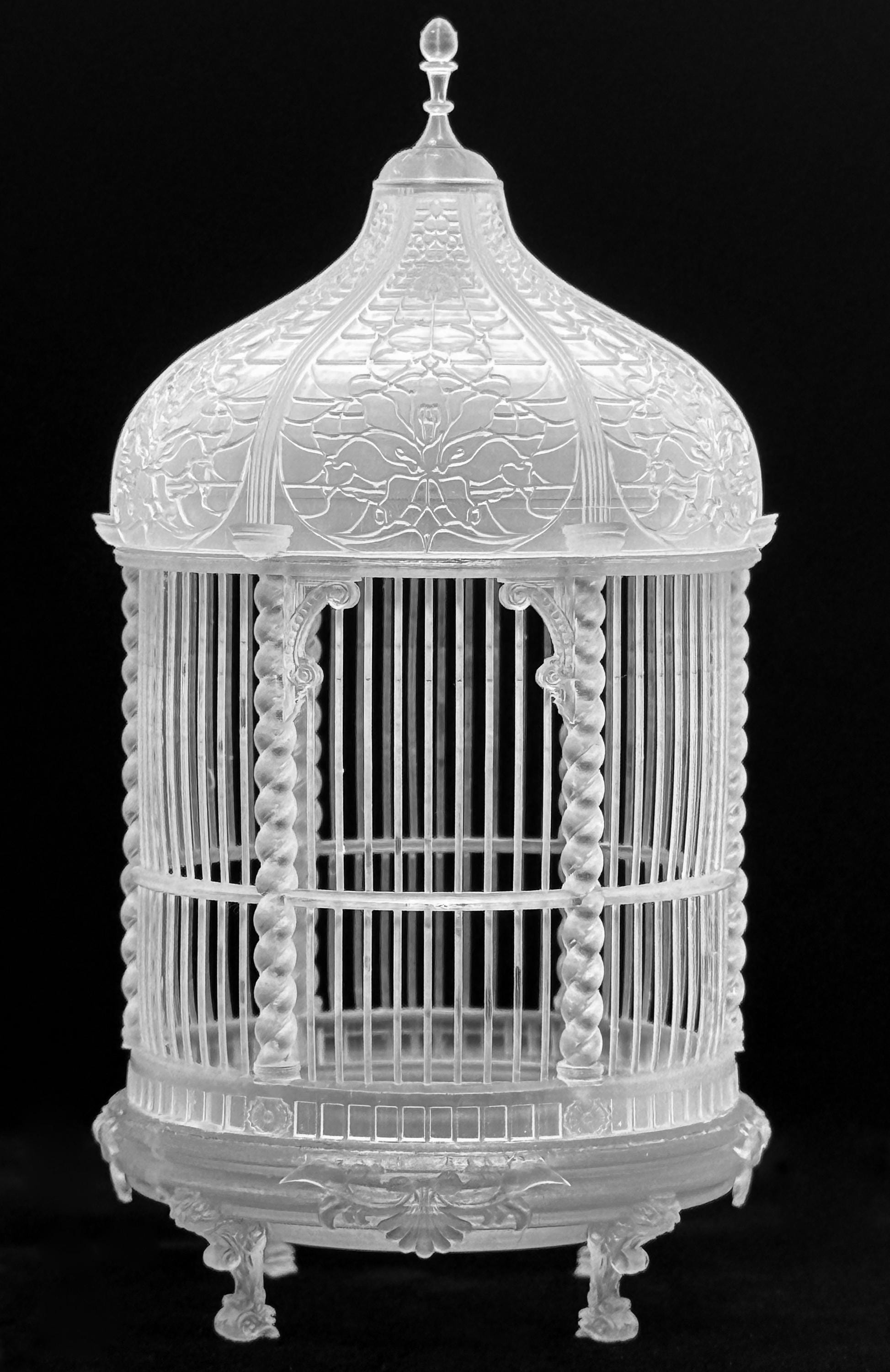 Suspension Plafonnier Cage à Oiseaux Shabby Chic 3 Lumières - Occasion, Roses, Métal