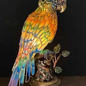 Unpainted Dollhouse Miniature Table Lamp Tiffany Style Macaw Stained Glass Lamp, 1/12 Scale Miniature Lighting Custom Order DIY image 3