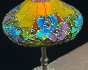 Dollhouse Miniature Tiffany Style Stained Glass Lamp, 1/12 Scale Miniature Lighting
