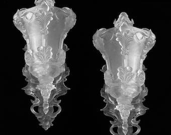 Pair of Unpainted Dollhouse Wall Sconces, 1:12 Scale Miniature Victorian Rococo Wall Lights, DIY, Kit