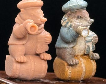 Unpainted Anthropomorphic Animal Figurines, Woodland Miniatures in 1:12 Scale, Collectible Dollhouse Animals, DIY Kit