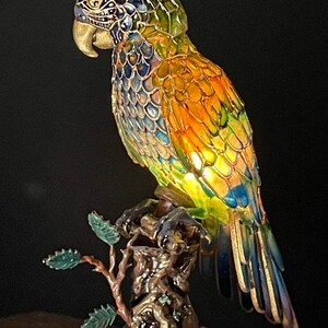 Unpainted Dollhouse Miniature Table Lamp Tiffany Style Macaw Stained Glass Lamp, 1/12 Scale Miniature Lighting Custom Order DIY image 2