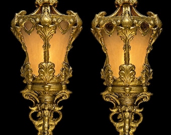 Pair of Dollhouse Wall Sconces, 1:12 Scale Miniature Victorian Rococo Wall Lights, Custom Order