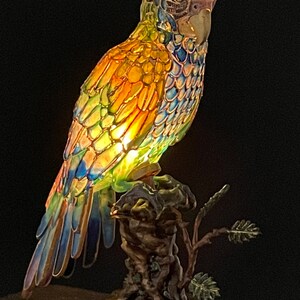 Unpainted Dollhouse Miniature Table Lamp Tiffany Style Macaw Stained Glass Lamp, 1/12 Scale Miniature Lighting Custom Order DIY image 8