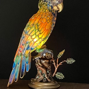 Unpainted Dollhouse Miniature Table Lamp Tiffany Style Macaw Stained Glass Lamp, 1/12 Scale Miniature Lighting Custom Order DIY image 4