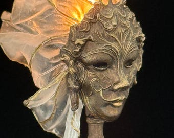 Dollhouse miniature mask lamp 1:12 scale, Venetian mask table lamp, art nouveau miniature lamp, dollhouse lighting