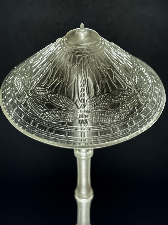 Unpainted Dollhouse Miniature Dragonfly Tiffany Style Stained Glass Floor Lamp Kit, DIY 1/12 Scale Miniature Lighting