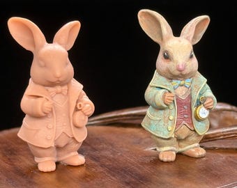 Unpainted Anthropomorphic Animal Figurines, Woodland Miniatures in 1:12 Scale, Collectible Dollhouse Animals, DIY Kit
