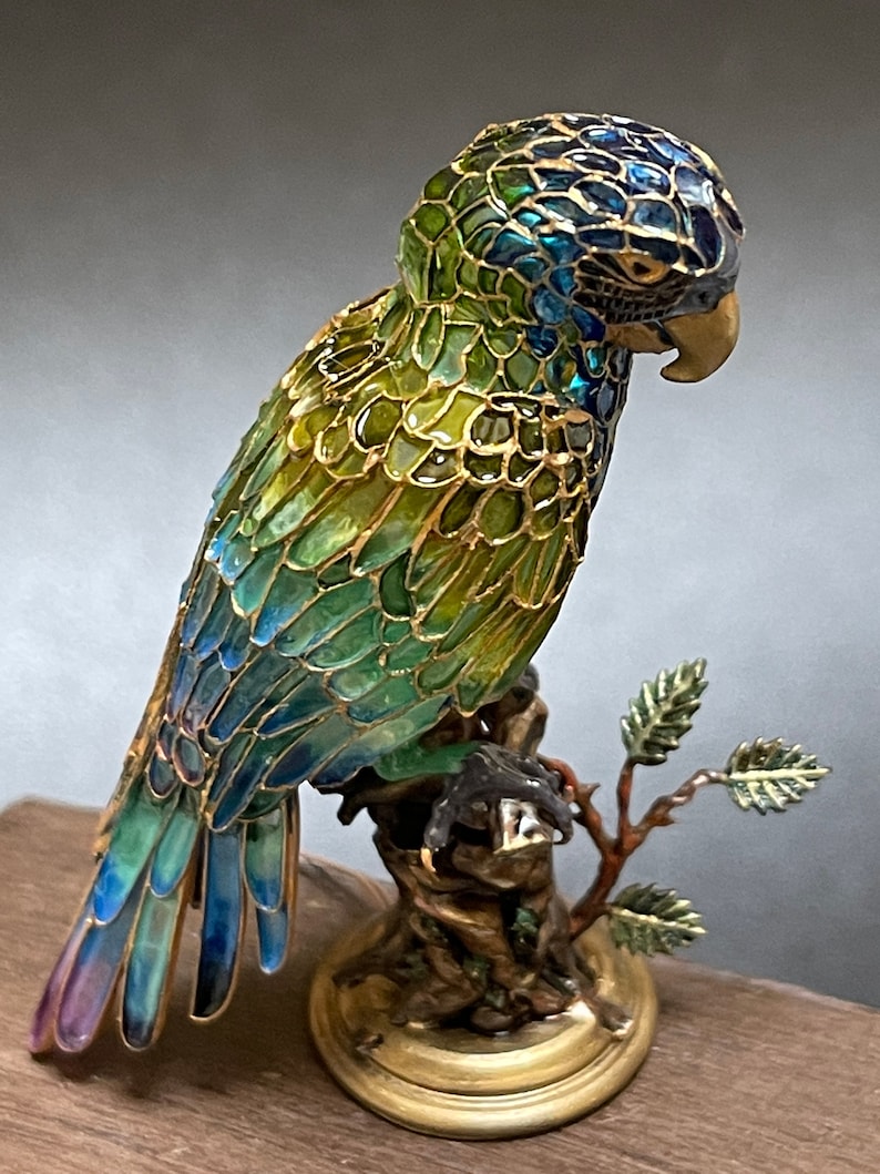 Unpainted Dollhouse Miniature Table Lamp Tiffany Style Macaw Stained Glass Lamp, 1/12 Scale Miniature Lighting Custom Order DIY image 10