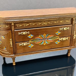 1:12 Scale Dollhouse Miniature Sideboard, Vintage Style Cupboard with Drawers, Shelving Unit Mini Furniture Custom Order