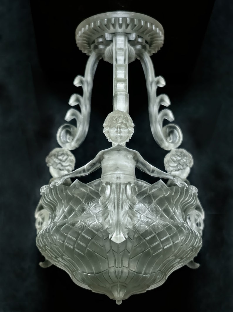 Unpainted Dollhouse Miniature Tiffany Style Chandelier Ceiling Light Kit, DIY 1/12 Scale Miniature Lighting image 1