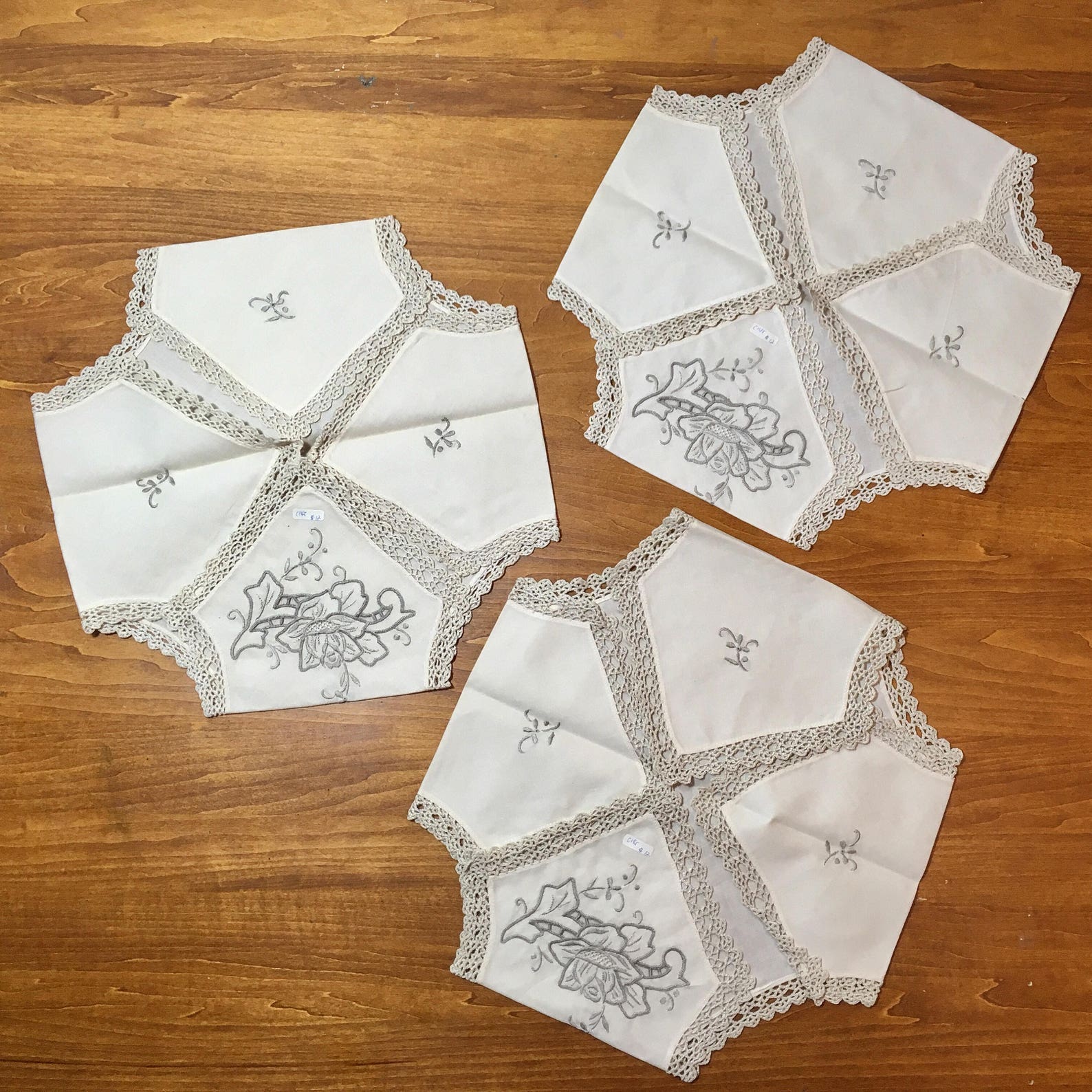 Vintage Floral Embroidery & Cut Work Tablecloth 84 by Etsy