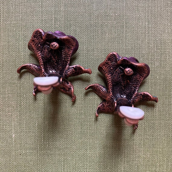 Unique Copper Chain Statement Flower Pendant Neck… - image 7