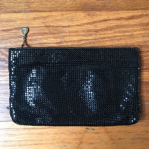 Whiting y Davis cartera de malla negra - bolso pequeño - monedero de mano