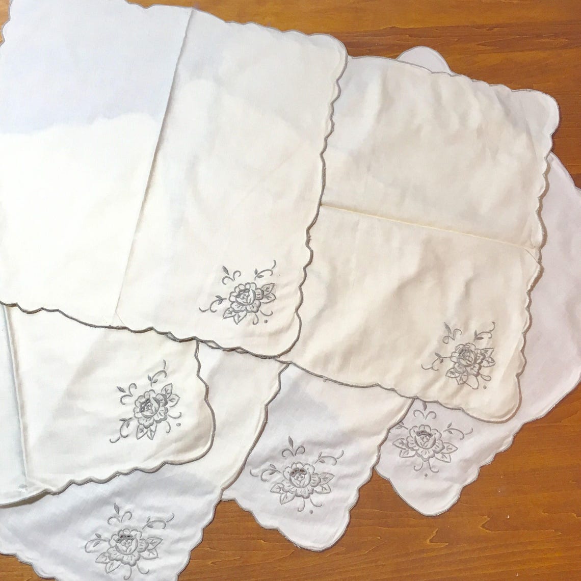 Vintage Floral Embroidery & Cut Work Tablecloth 84 by Etsy