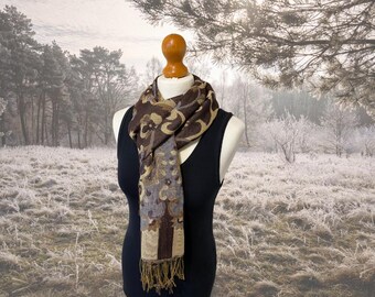 Brown Moroccan Style Shawl – Reversible Scarf, Rescued Wrap, Wedding or Evening Wear