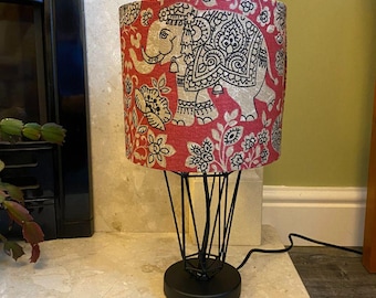 Elephant Lampshade | Handmade Red Drum Lampshade | Bohemian Lighting