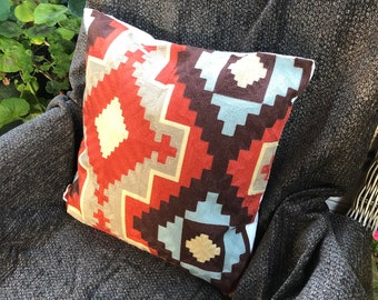 Embroidered Kilim Cushion Cover: Moroccan Style Tapestry Pillow