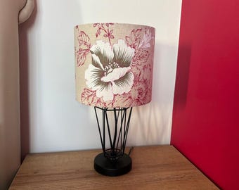 Small Floral Linen Lampshade, 20cm Drum Shade, Handmade Table Lamp Cover