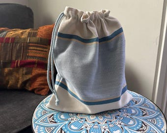 Rescued Cotton Drawstring Bag – Multi-Purpose Sewing, Craft, or Gift Bag