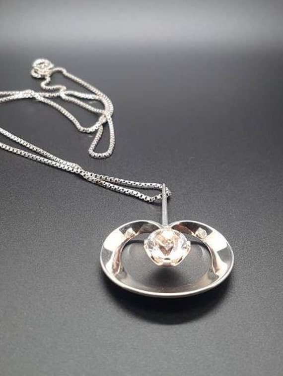 Large heart shaped Alton Sweden silver pendant wi… - image 4