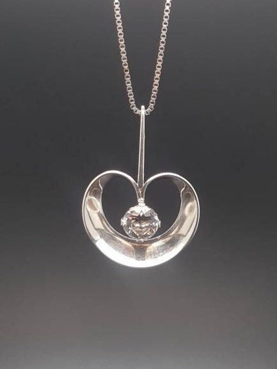 Large heart shaped Alton Sweden silver pendant wi… - image 2