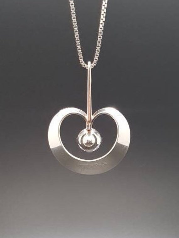 Large heart shaped Alton Sweden silver pendant wi… - image 7